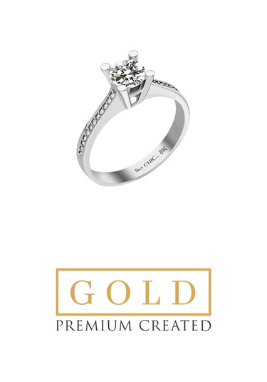 Beyaz Altın Sertifikalı Premium Created Taşlı 0.84 Ct Effect Tektaş Yüzük Beyaz