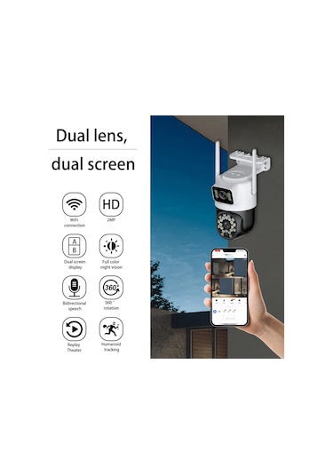 Fhd 2mp Çift Kameralı Çift Ekranlı Ptz Outdoor Güvenlik Kamera...