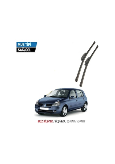 Renault Clio-2 1998-2005 2'li Ön Cam Sileceği Sağ Sol Silecek Takımı Muz Silecek