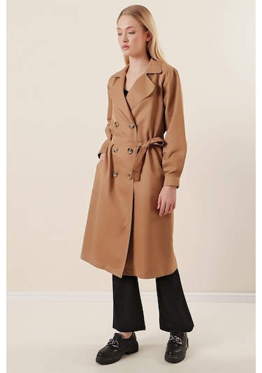 Bigdart 5853 Kruvaze Yaka Trençkot - Taba 001