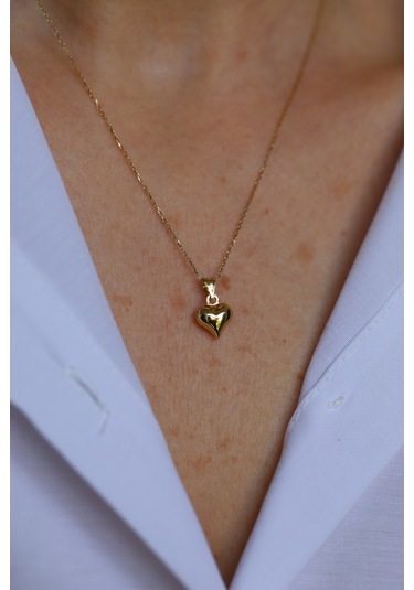 14 Ayar Altın Mini Tombul Kalp Kolye Ucu