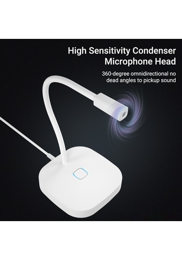 Leezsing Usb Bilgisayar Mikrofonu - G22 Esnek Boyunlu Profesyonel Ses Kayıt Cihazı Beyaz