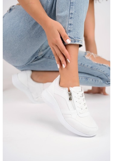 Muggo Asel Bağcıklı Yandan Fermuarlı Ortopedik Günlük Kadın Spor Ayakkabı 001