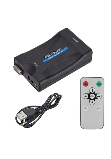 Cr02 Vga Dan Scart Video Ve Ses Dönüştürücü Adaptör Uzaktan Kumandalı