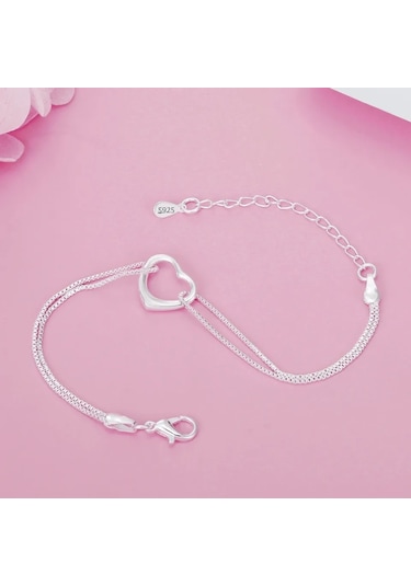 925 Ayar Gümüş Kalp Bileklik