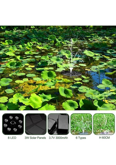 Renkli Lamba Bataryası Güneş Fıskiyesi Yüzer Manzara Fıskiyesi