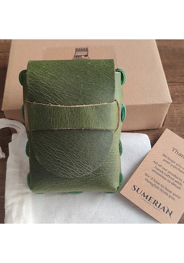 Sumerian Leather Craft  Deri Sigara Kılıfı Yeşil