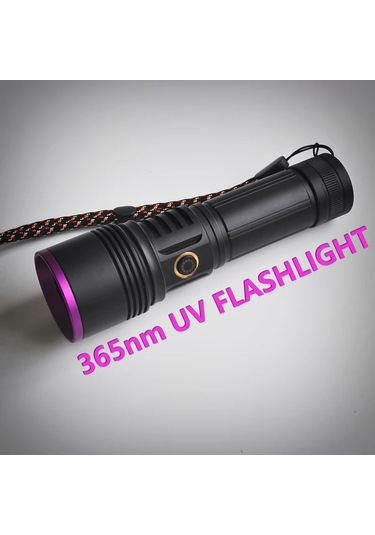 Cordial 1 Adet Profesyonel 365nm Uv El Feneri Siyah Alüminyum Alaşım Sebze Algılama Taşınabilir Yüksek Güçlü Led Şarj Edilebilir 26650 Pil Floresan Algılama Ideal Hediye Siyah