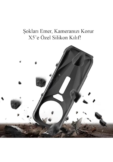 Insta360 X5 Aksesuar Seti - Silikon Kılıf + Lens Cap + Ekran Koru Siyah