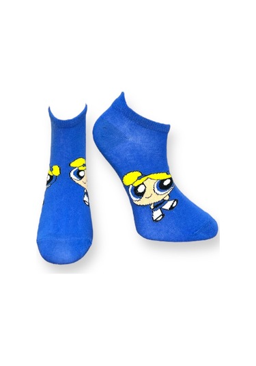 3'lü Unısex Çizgi Film Karakterli Esnek Nem Alabilen Pamuklu Spor Patik Çoraplar Çok Renkli