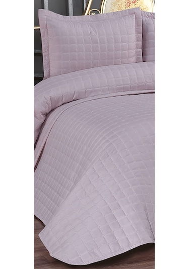 Diabella Yıldız Kapitoneli 3 Parça Çift Kişilik Yatak Örtüsü Pudra