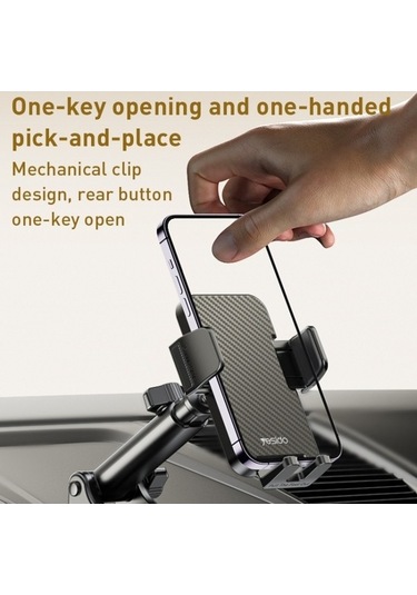 Wondernest Yesido C173 Vantuzlu Teleskopik Araç Telefon Tutucu Çubuk Siyah Siyah