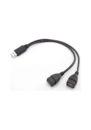 Usb Erkek - Çift Usb 3.0 Dişi Ekstra Güç Veri Y Uzatma Kablosu Hat Teli Konektörü Güç Kaynağı Mobil Cihazlar İçin