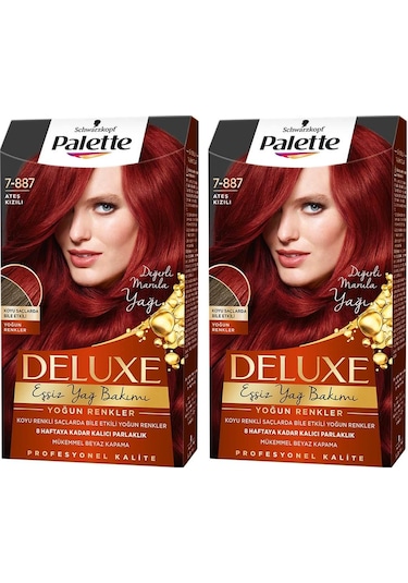 Palette Deluxe Yoğun Renkler 7 - 887 Ateş Kızılı X 2 Adet Saç Boyas