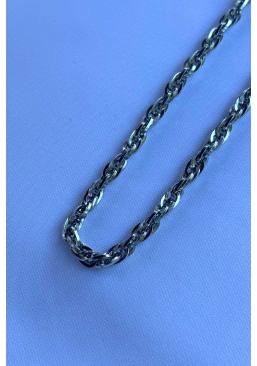 El İşçiliği Paslanmaz Çelik Zincir Erkek Kolye Gümüş