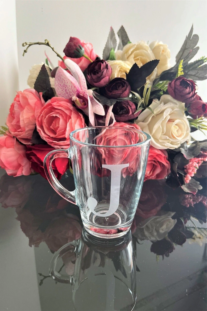 Kişiselleştirilmiş J Harfli Cam Kupa 300 Cc 1 Ad. Mat