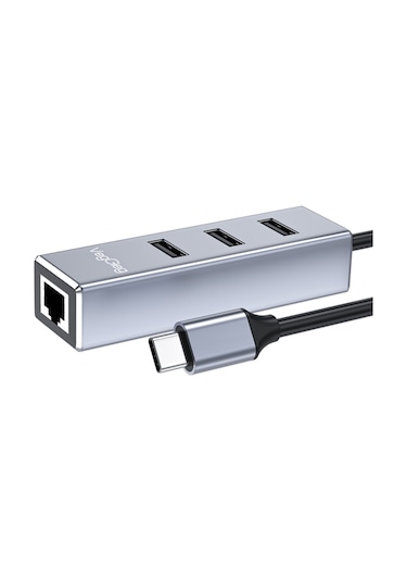 Veggieg Usb Type-c To 100mbps Ethernet Çevirici Ve 3 Portlu Usb Hub Çoklayıcı