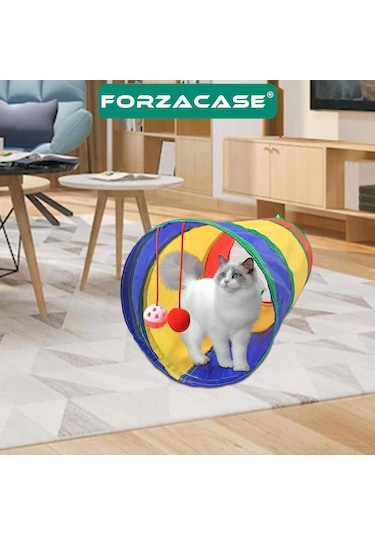 Forzacase Toplu Eğlenceli Kedi Oyun Tüneli 25 x 50 CM