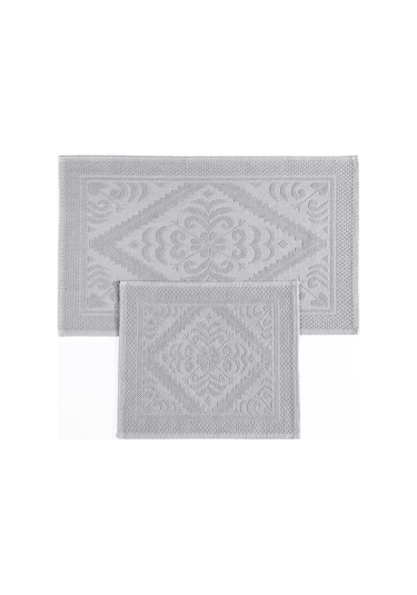 Soley Violeta 2'li Banyo Paspas Seti Kaymaz Taban %100 Pamuk 60x100 - 50x60 Cm Gri