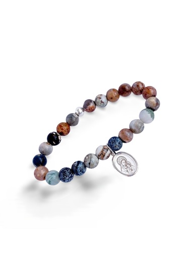 Gümüş Akik Doğal Taşlı Meryem İsa Tasarım Kadın Bileklik Gümüş