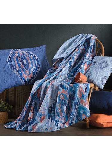 Herıtage Çift Kişilik Nevresim Takımı Kaftan Mavi