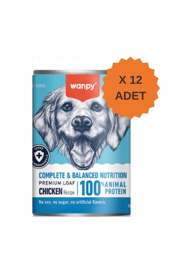 Wanpy Premium Tahılsız Tavuklu Köpek Konservesi 375gr X 12 Adet