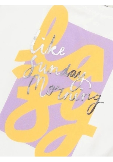 Kız Çocuk Pamuklu Yazılı Bluz-14119 Ekru