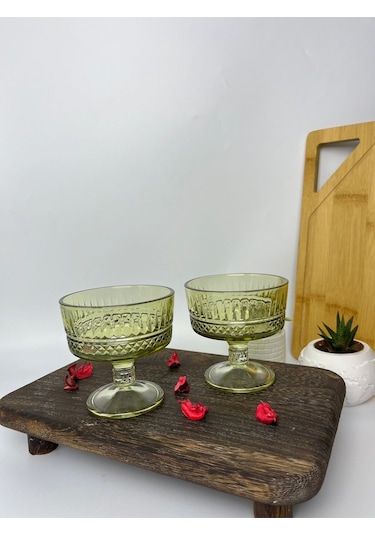 Paşabahçe Elysia Ayaklı Kesme Kristal Dondurmalık Tatlı Sunum 6'lı Kase Seti 51749 Yeşil 250 Cc Şeffaf