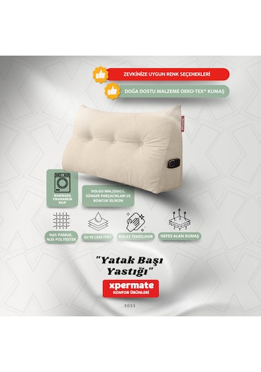 Yatak Başı Yastığı Sırt Ve Bel Destek Yastığı 140 Cm Bej