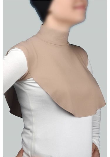 Altobeh Düz Balıkçı Yaka Boğazlı Penye Tesettür Kadın Yakalık Boyunluk - Koyu Bej