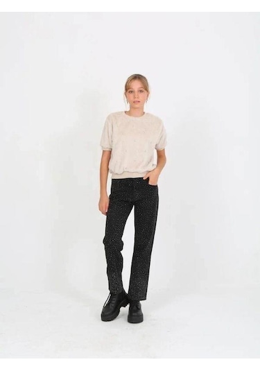Marions Kız Çocuk Taşlı Jean-15237 Siyah