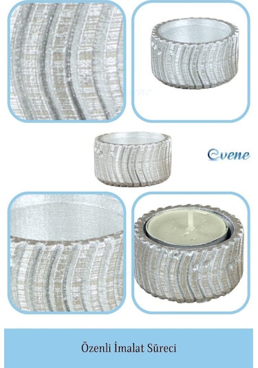 Mumluk Şamdan Tealight Mum Uyumlu Tekerlek Model - Gümüş