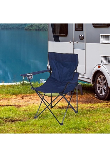 Suntek Katlanmış Kamp Sandalyesi Taşınabilir Sabit Lacivert