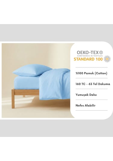 Prime Sleeks %100 Pamuk Yastık Kılıfı 2 Adet - Mavi - 50x70cm Mavi