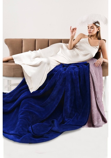 Deluxe Wellsoft Tv Battaniyesi Lacivert Tek Kişilik Battaniye 150x200 Cm