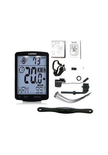 Lıxada 2,8 İnç Kablosuz Bisiklet Bilgisayarı, Siyah Kabuk Ve Beyaz Işık Siyah