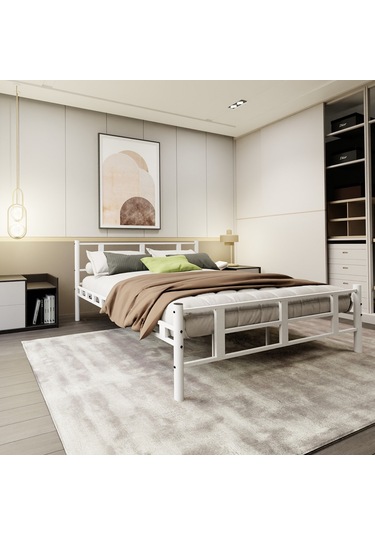 Lotus Çift Kişilik Metal Karyola A Kalite, Ses Çıkarmaz ,ölçülü Model Karyola 1634-a Beyaz