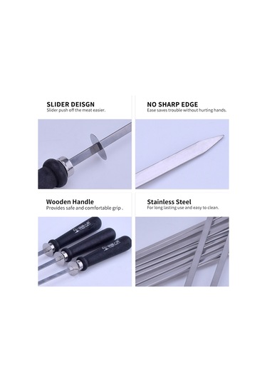 Teltree 6'lı Paslanmaz Çelik Izgara Şarapları, Ahşap Kolu, Isıya Dayanıklı, Gıda Tutucu, Kamp/parti İçin Mkc52t Seti