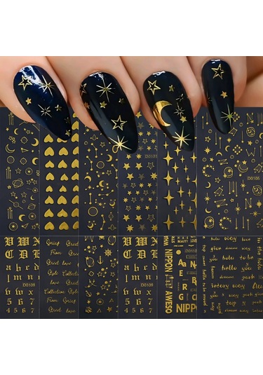 6 Adet/takım Parlak Yansıtıcı Tırnak Etiket Altın Gümüş Aurora Dalga Hatları 3d Kendinden Yapışkanlı Nail Art Çıkartması Tasarım Manikür Aracı Açık Yeşil