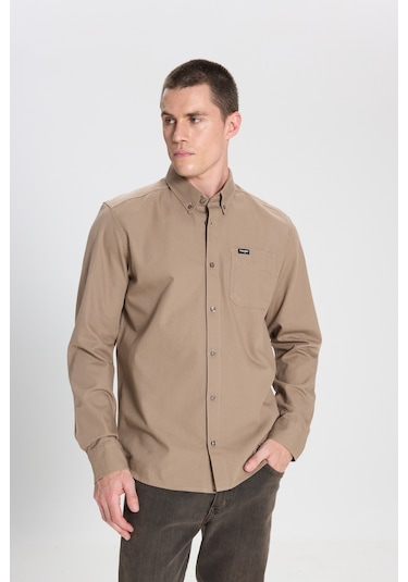 Wrangler Regular Fit Normal Kesim %100 Pamuk Cep Detaylı Vizon Gömlek Vizon