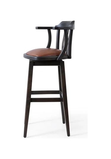 Arven Döner Ahşap Bar Sandalyesi Siyah