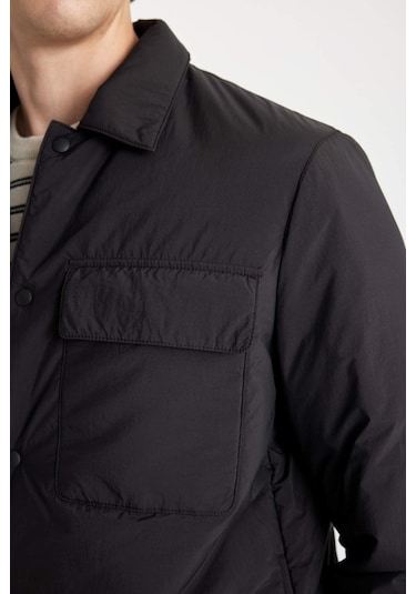 DeFacto Siyah Su İtici Şişme Mont Slim Fit Dar Kesim Gömlek Yaka Çıtçıtlı Cepli D1230AX24WNBK27