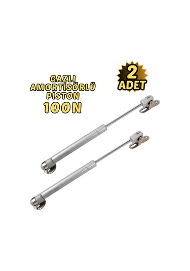 2 Li Dolap Kapak Pistonu Mutfak Dolabı Gazlı Amortisör 100n 27cm Metalik Gri
