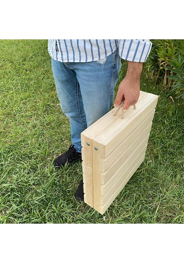 Katlanabilen Ahşap Piknik Masası - Kamp Masası - Yemek Masası - p Ahşap