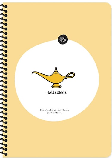 Hisli Şeyler A4 Çizgili Spiralli Stickerli Defter Hallederiz