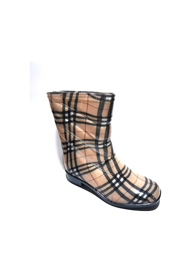 Yağmur Çizmesi Su Geçirmez Kahve - Krem