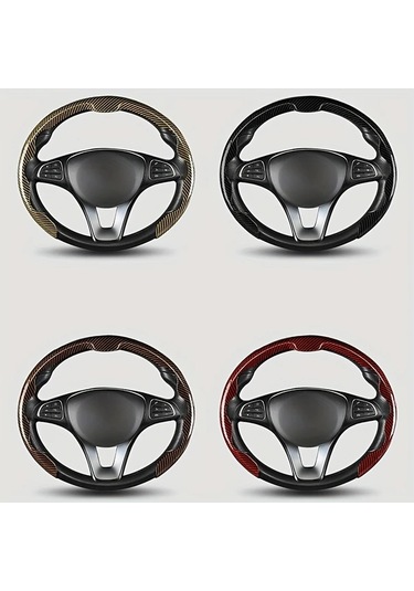 Dashanshop Sarı Renkli Evrensel Direksiyon Kılıfı Karbon Desen Kaymaz Deri Hissi Abs Malzeme Sarı