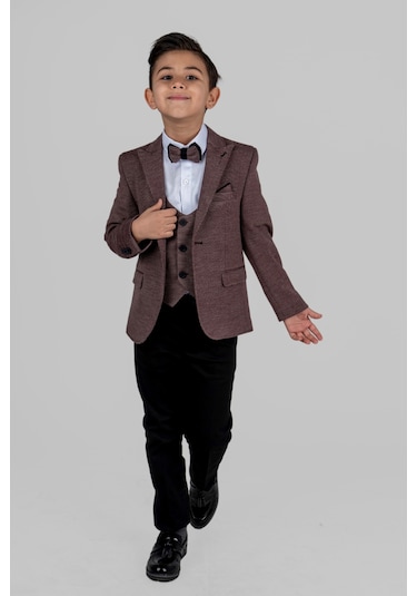 Mendil Damatlık Ceketli Yelekli Erkek Çocuk Takım MNK0487