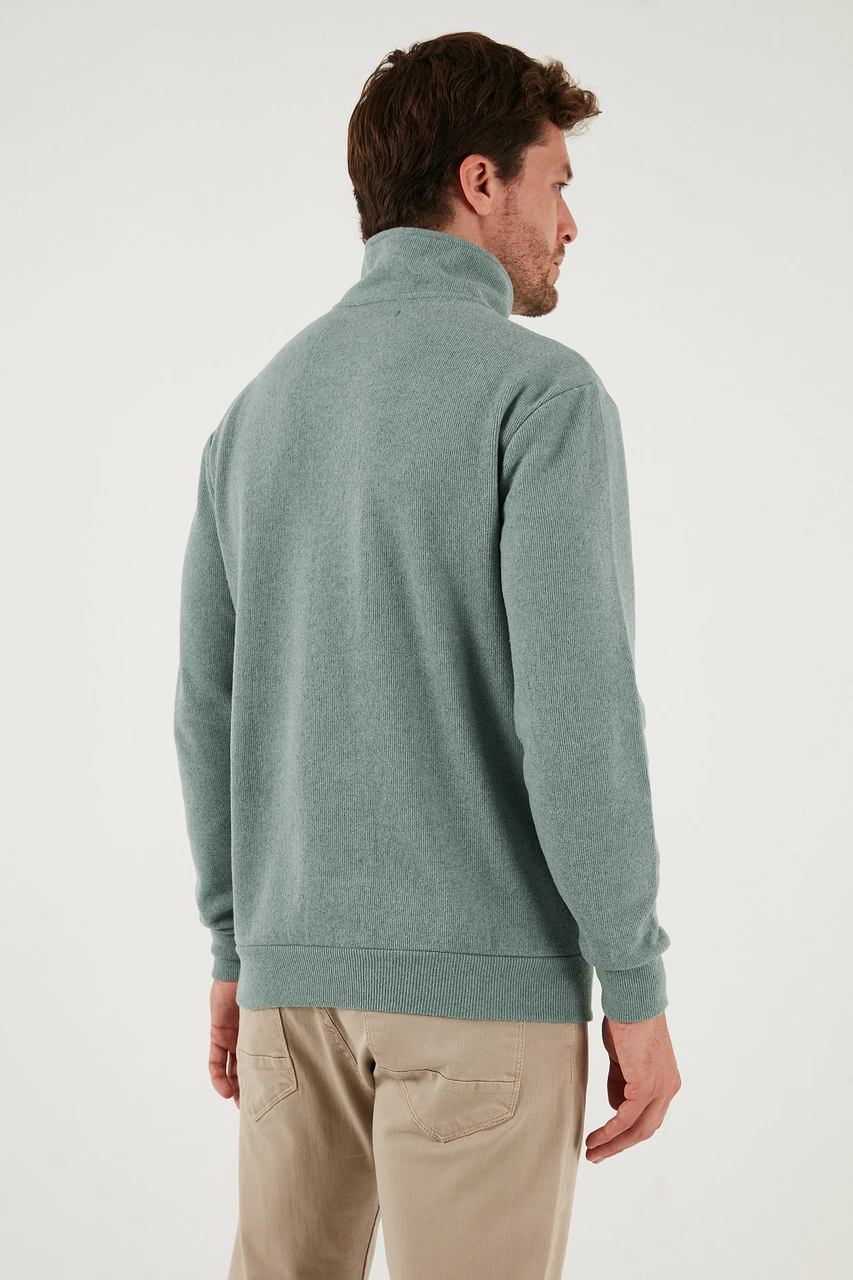 Buratti Pamuklu Regular Fit Yarım Fermuarlı Dik Yaka 2'Li Paket Erkek Kazak 456112S2 Bej-Çağla