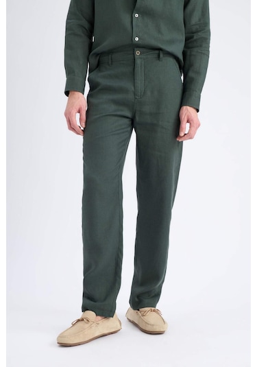 DeFacto %100 Keten Relax Fit Rahat Kesim Düz Paça Yazlık Pantolon -  C1117AX25SPKH498